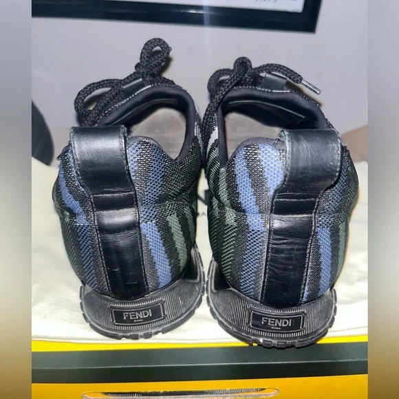 Fendi Striped Low Top Fabric Runner Sneakers